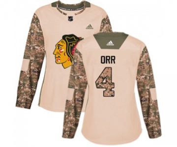 Women Adidas Chicago Blackhawks #4 Bobby Orr Authentic Camo Veterans Day Practice NHL Jersey