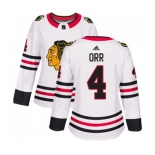 Women Adidas Chicago Blackhawks #4 Bobby Orr Authentic White Away NHL Jersey