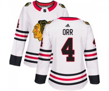 Women Adidas Chicago Blackhawks #4 Bobby Orr Authentic White Away NHL Jersey