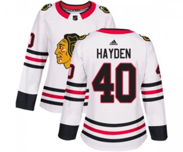 Women Adidas Chicago Blackhawks #40 John Hayden Authentic White Away NHL Jersey