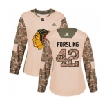 Women Adidas Chicago Blackhawks #42 Gustav Forsling Authentic Camo Veterans Day Practice NHL Jersey