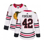 Women Adidas Chicago Blackhawks #42 Gustav Forsling Authentic White Away NHL Jersey