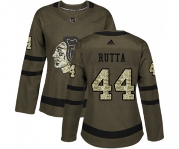 Women Adidas Chicago Blackhawks #44 Jan Rutta Authentic Green Salute to Service NHL Jersey