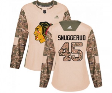 Women Adidas Chicago Blackhawks #45 Luc Snuggerud Authentic Camo Veterans Day Practice NHL Jersey