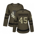 Women Adidas Chicago Blackhawks #45 Luc Snuggerud Authentic Green Salute to Service NHL Jersey