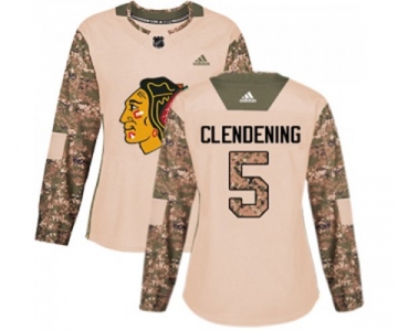 Women Adidas Chicago Blackhawks #5 Adam Clendening Authentic Camo Veterans Day Practice NHL Jersey