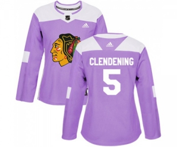 Women Adidas Chicago Blackhawks #5 Adam Clendening Authentic Purple Fights Cancer Practice NHL Jersey