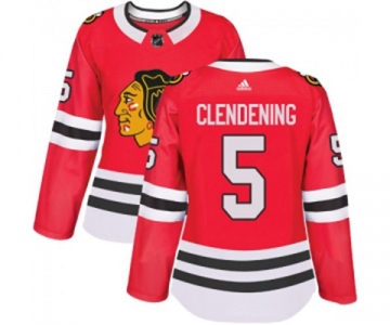 Women Adidas Chicago Blackhawks #5 Adam Clendening Authentic Red Home NHL Jersey