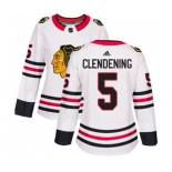 Women Adidas Chicago Blackhawks #5 Adam Clendening Authentic White Away NHL Jersey