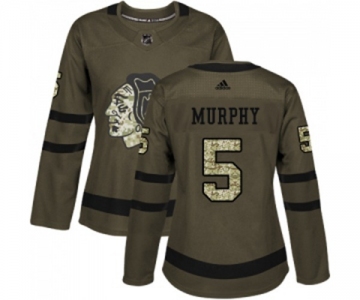 Women Adidas Chicago Blackhawks #5 Connor Murphy Authentic Green Salute to Service NHL Jersey