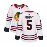 Women Adidas Chicago Blackhawks #5 Connor Murphy Authentic White Away NHL Jersey