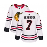 Women Adidas Chicago Blackhawks #7 Brent Seabrook Authentic White Away NHL Jersey