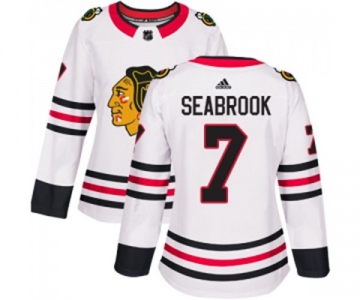 Women Adidas Chicago Blackhawks #7 Brent Seabrook Authentic White Away NHL Jersey