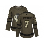 Women Adidas Chicago Blackhawks #7 Brent Seabrook Green Salute to Service Stitched NHL Jersey