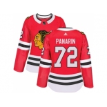 Women Adidas Chicago Blackhawks #72 Artemi Panarin Red Home Authentic Stitched NHL Jersey