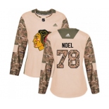 Women Adidas Chicago Blackhawks #78 Nathan Noel Authentic Camo Veterans Day Practice NHL Jersey