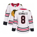 Women Adidas Chicago Blackhawks #8 Nick Schmaltz Authentic White Away NHL Jersey