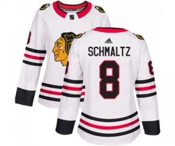 Women Adidas Chicago Blackhawks #8 Nick Schmaltz Authentic White Away NHL Jersey