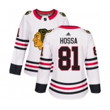 Women Adidas Chicago Blackhawks #81 Marian Hossa Authentic White Away NHL Jersey