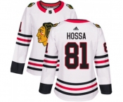 Women Adidas Chicago Blackhawks #81 Marian Hossa Authentic White Away NHL Jersey