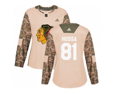 Women Adidas Chicago Blackhawks #81 Marian Hossa Camo Authentic 2017 Veterans Day Stitched NHL Jersey