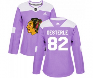 Women Adidas Chicago Blackhawks #82 Jordan Oesterle Authentic Purple Fights Cancer Practice NHL Jersey