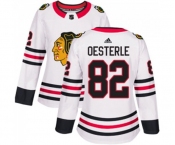 Women Adidas Chicago Blackhawks #82 Jordan Oesterle Authentic White Away NHL Jersey