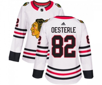 Women Adidas Chicago Blackhawks #82 Jordan Oesterle Authentic White Away NHL Jersey