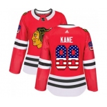 Women Adidas Chicago Blackhawks #88 Patrick Kane Authentic Red USA Flag Fashion NHL Jersey