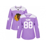 Women Adidas Chicago Blackhawks #88 Patrick Kane Purple Authentic Fights Cancer Stitched NHL Jersey