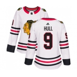 Women Adidas Chicago Blackhawks #9 Bobby Hull Authentic White Away NHL Jersey