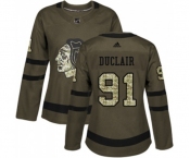 Women Adidas Chicago Blackhawks #91 Anthony Duclair Authentic Green Salute to Service NHL Jersey