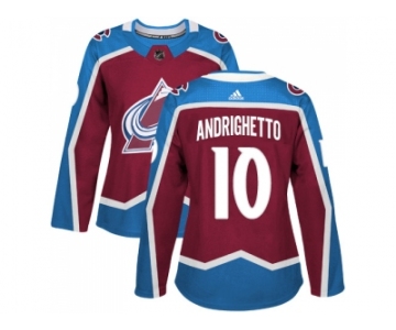 Women Adidas Colorado Avalanche #10 Sven Andrighetto Burgundy Home Authentic Stitched NHL Jersey