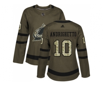 Women Adidas Colorado Avalanche #10 Sven Andrighetto Green Salute to Service Stitched NHL Jersey