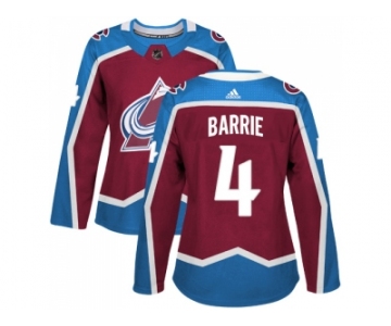 Women Adidas Colorado Avalanche #4 Tyson Barrie Burgundy Home Authentic Stitched NHL Jersey