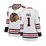 Women Chicago Blackhawks #1 Glenn Hall Authentic White Away Fanatics Branded Breakaway NHL Jersey