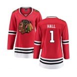 Women Chicago Blackhawks #1 Glenn Hall Fanatics Branded Red Home Breakaway NHL Jersey