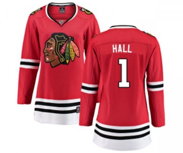 Women Chicago Blackhawks #1 Glenn Hall Fanatics Branded Red Home Breakaway NHL Jersey