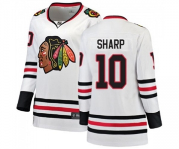 Women Chicago Blackhawks #10 Patrick Sharp Authentic White Away Fanatics Branded Breakaway NHL Jersey