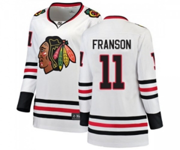 Women Chicago Blackhawks #11 Cody Franson Authentic White Away Fanatics Branded Breakaway NHL Jersey