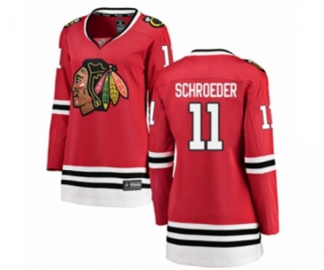 Women Chicago Blackhawks #11 Jordan Schroeder Authentic Red Home Fanatics Branded Breakaway NHL Jersey