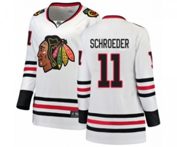 Women Chicago Blackhawks #11 Jordan Schroeder Authentic White Away Fanatics Branded Breakaway NHL Jersey