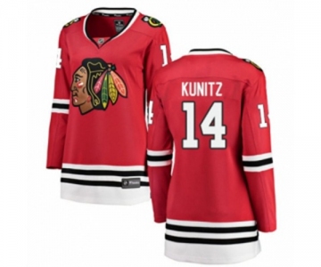 Women Chicago Blackhawks #14 Chris Kunitz Authentic Red Home Fanatics Branded Breakaway NHL Jerse