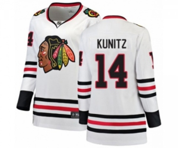 Women Chicago Blackhawks #14 Chris Kunitz Authentic White Away Fanatics Branded Breakaway NHL Jersey