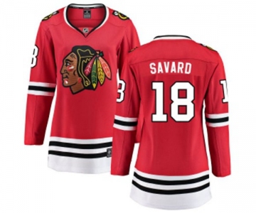 Women Chicago Blackhawks #18 Denis Savard Fanatics Branded Red Home Breakaway NHL Jersey