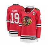 Women Chicago Blackhawks #19 Jonathan Toews Fanatics Branded Red Home Breakaway NHL Jersey