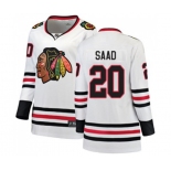 Women Chicago Blackhawks #20 Brandon Saad Authentic White Away Fanatics Branded Breakaway NHL Jersey