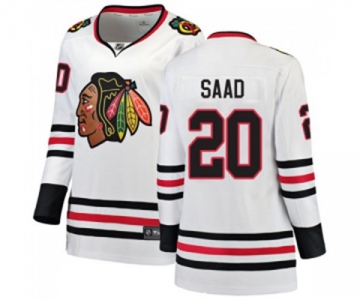 Women Chicago Blackhawks #20 Brandon Saad Authentic White Away Fanatics Branded Breakaway NHL Jersey