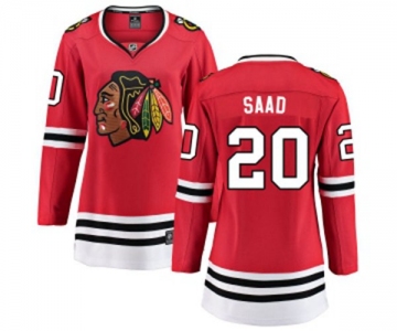 Women Chicago Blackhawks #20 Brandon Saad Fanatics Branded Red Home Breakaway NHL Jersey