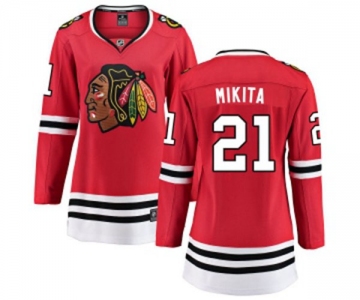 Women Chicago Blackhawks #21 Stan Mikita Fanatics Branded Red Home Breakaway NHL Jersey